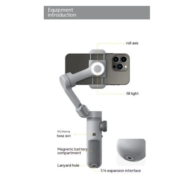 Estabilizador Gimbal PTZ de 3 Ejes para Celular — Anti-vibración Profesional
