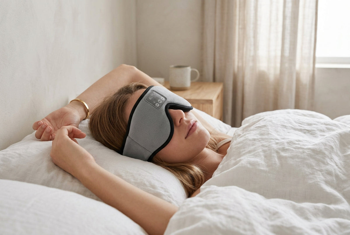 Antifaz para Dormir con Audífonos Bluetooth iLive Lights Out — Ruido Blanco y Manos Libres (Gris, IAHB33G)