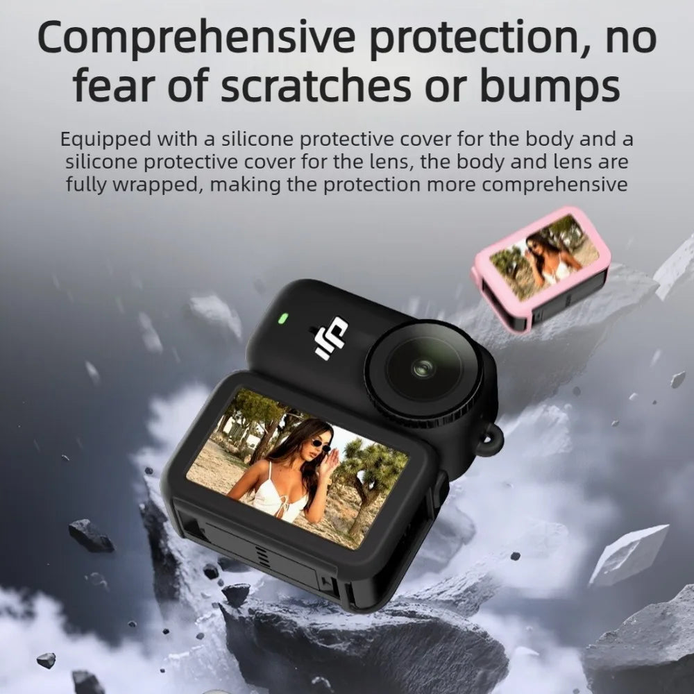 For DJI OSMO Nano Thumb Body Silicone Sleeve Protective Shell with Lens Cover Anti-lost Rope Action Camera Anti-fall Shell Cover