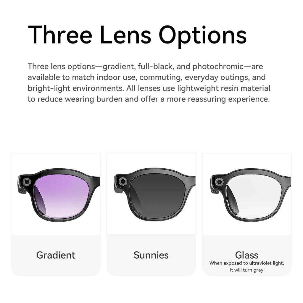 AI Smart Glasses 8 million pixel wide-angle photography, video recording, Bluetooth calling, music, AI intelligent Q&A, photogra