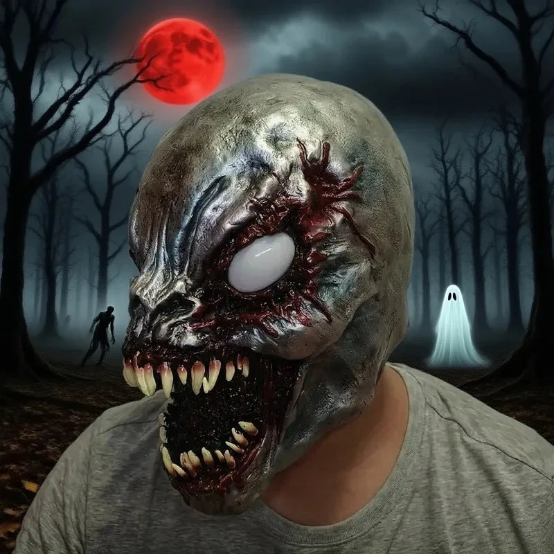 Halloween Horror Mask Scary Creepy Full Face Cosplay Costume Accessory Realistic Spooky Mask for Party Haunted House Decorations
