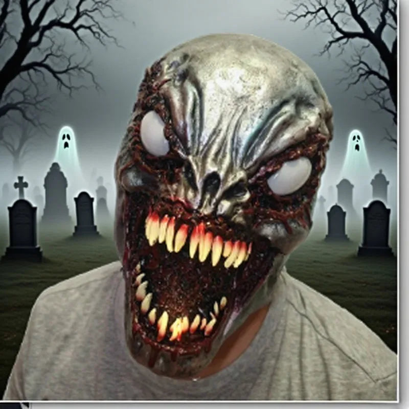 Halloween Horror Mask Scary Creepy Full Face Cosplay Costume Accessory Realistic Spooky Mask for Party Haunted House Decorations