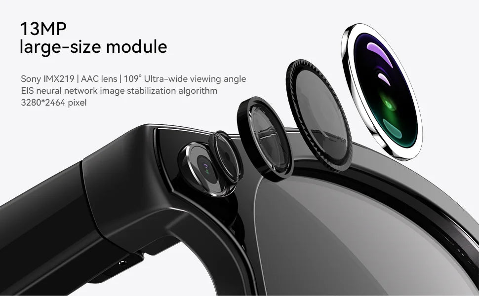 AI Smart Glasses 8 million pixel wide-angle photography, video recording, Bluetooth calling, music, AI intelligent Q&A, photogra